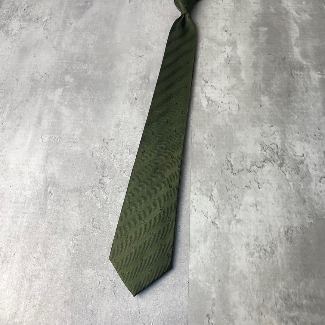 美品 Christian Dior トロッター柄 ストライプ ソリッド ネクタイ