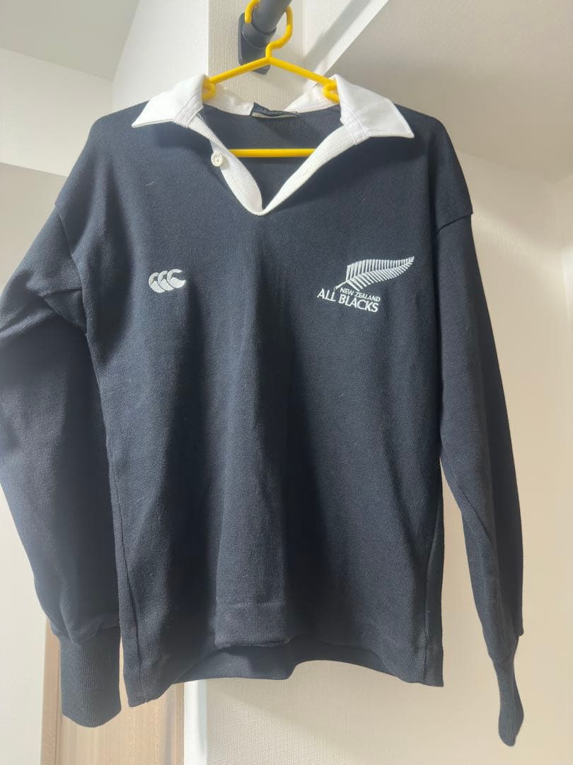 【レア】ALL BLACKS ラガーシャツ 黒 長袖 USA32