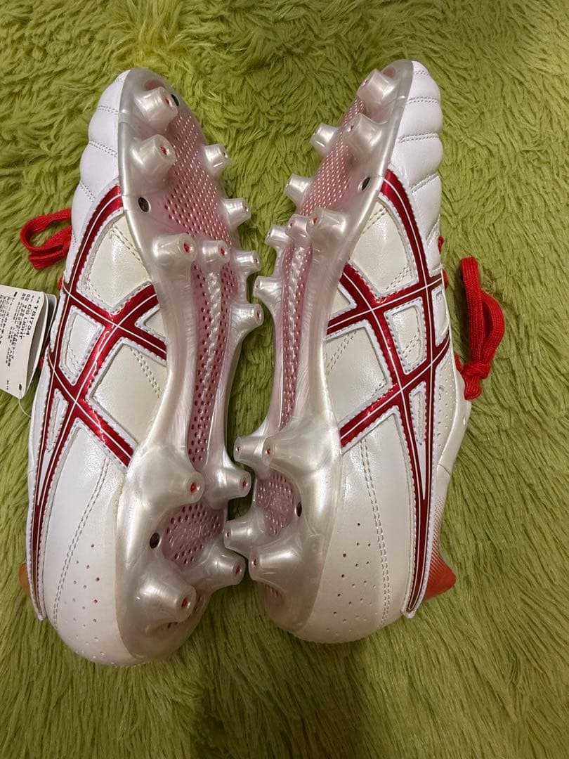 ASICS サッカーシューズ 24.5cm ホワイト/レッド