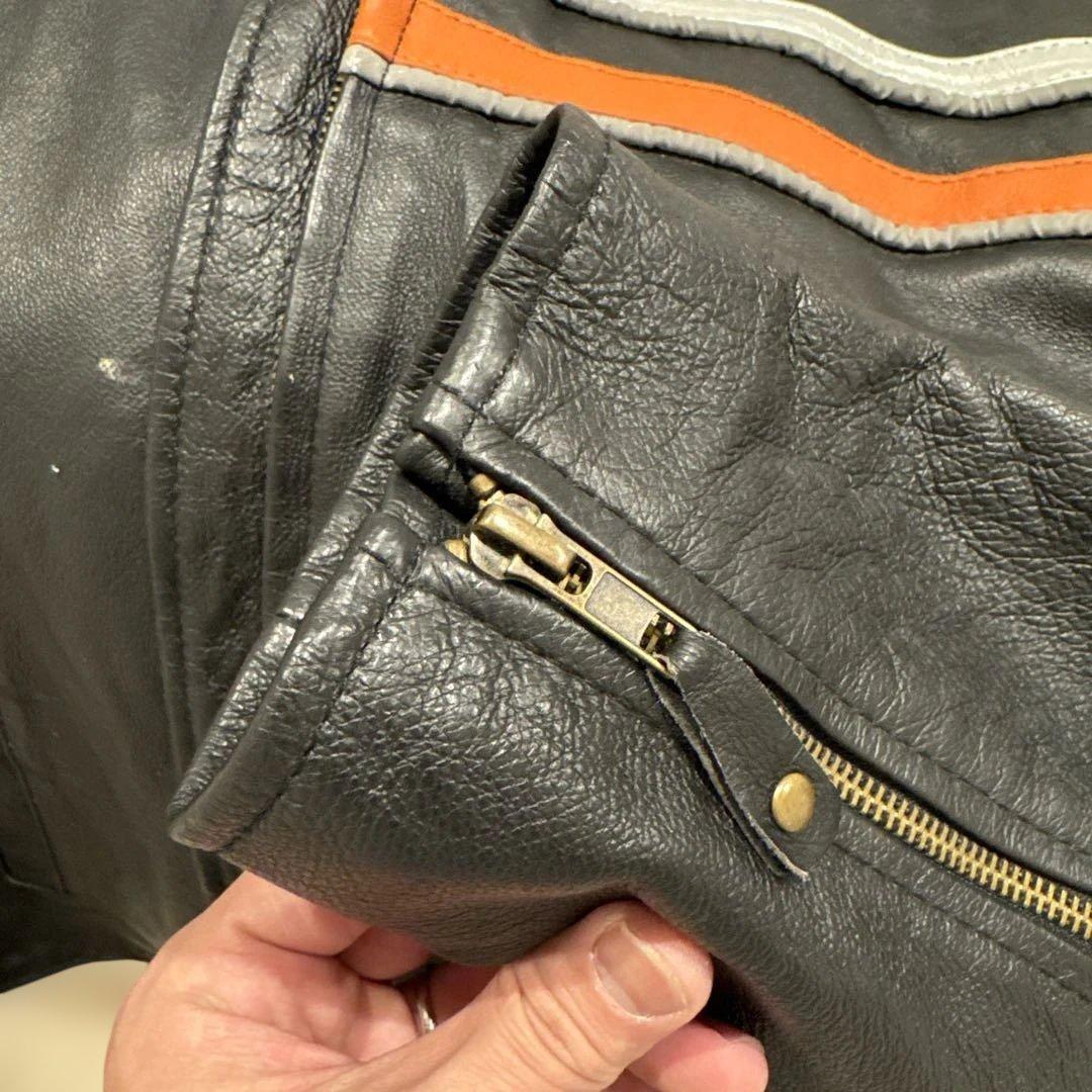 WILDA レザーライダースジャケット ストライプデザイン