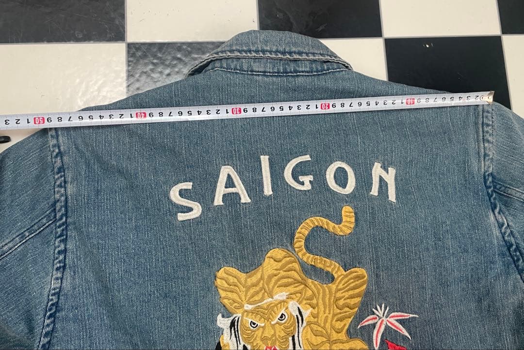 虎柄刺繍 デニム ベトナムジャケット スーベニアジャケットミリタリーヴィンテージ