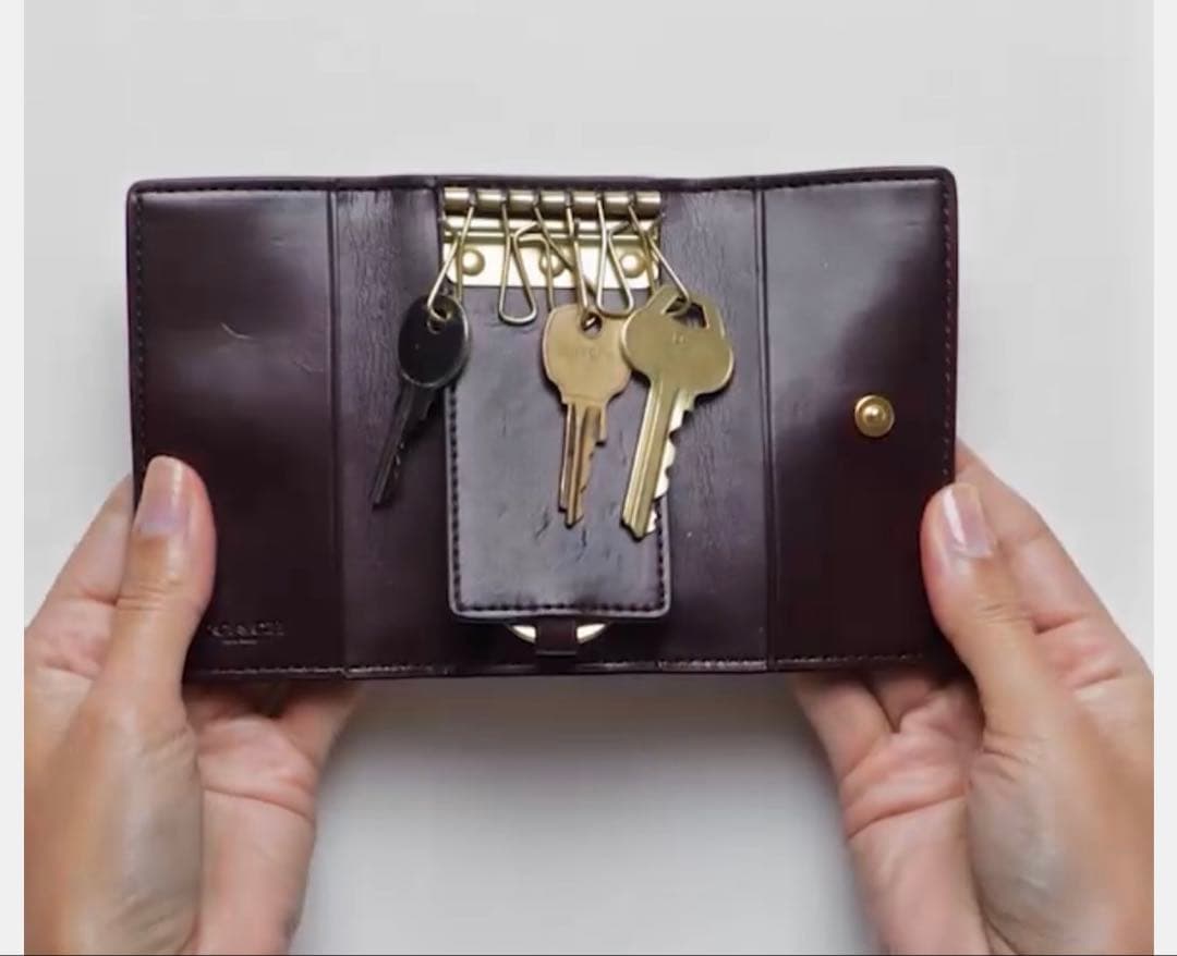 Coach レザー キーケース ブラウン/ブラック　ホースキャリッジ