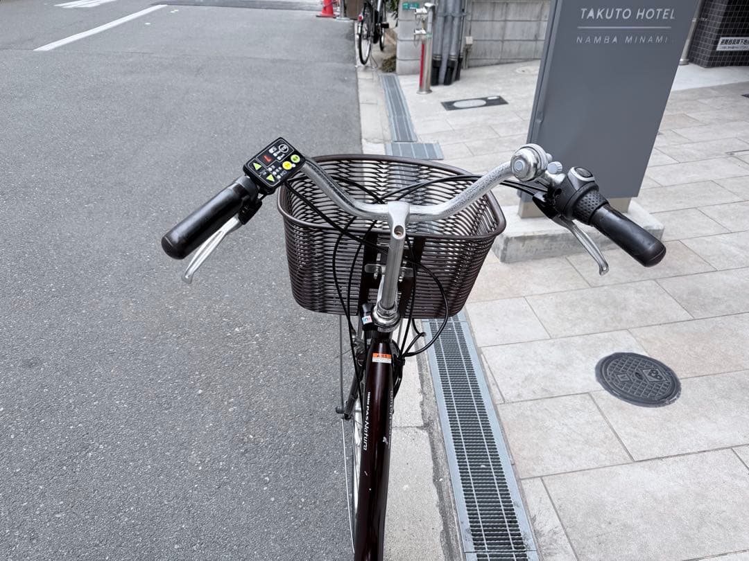 大阪府　ヤマハ　電動アシスト自転車 ブラウン 前バスケット付き　26インチ