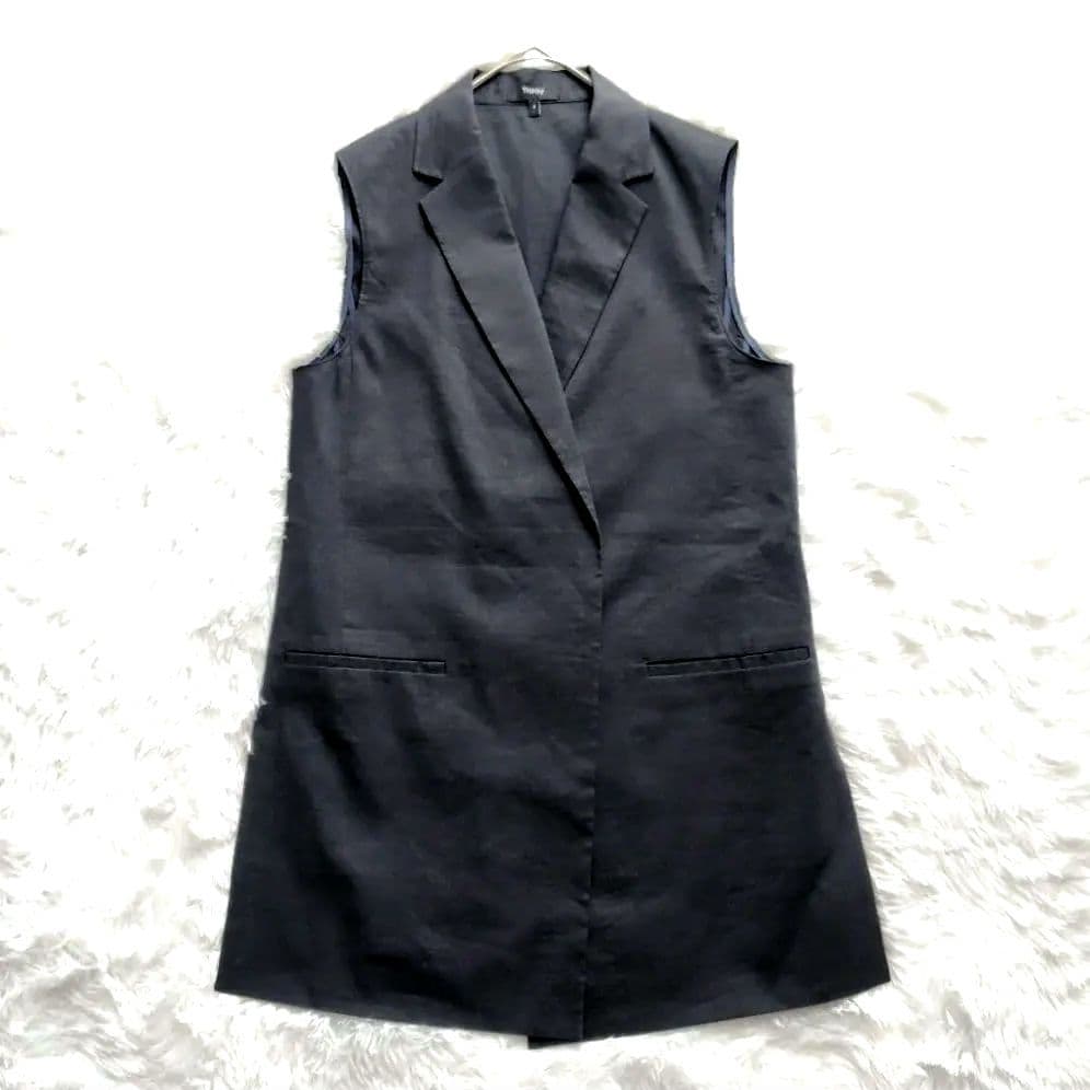 極美品✨️Theory【M】ジレ　サイドスリットリネンベスト　春夏　麻混　紺