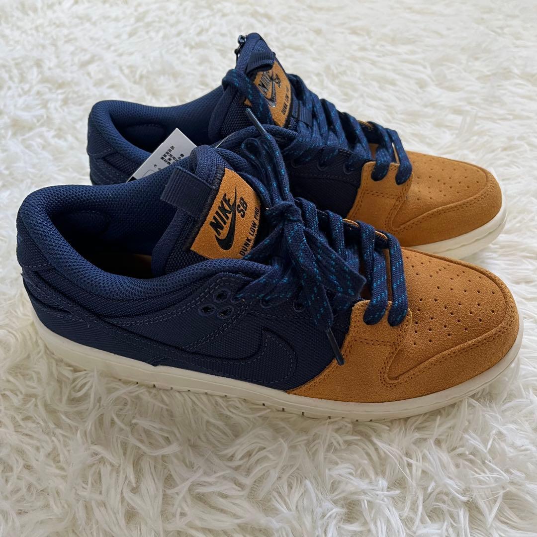 タグ付き美品/ Nike DUNK LOW PRO ネイビー/ブラウン 24.5