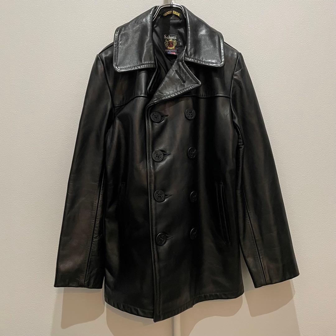 SCHOTT カーコート　レザーPコート　カウハイド　USA製　サイズ38