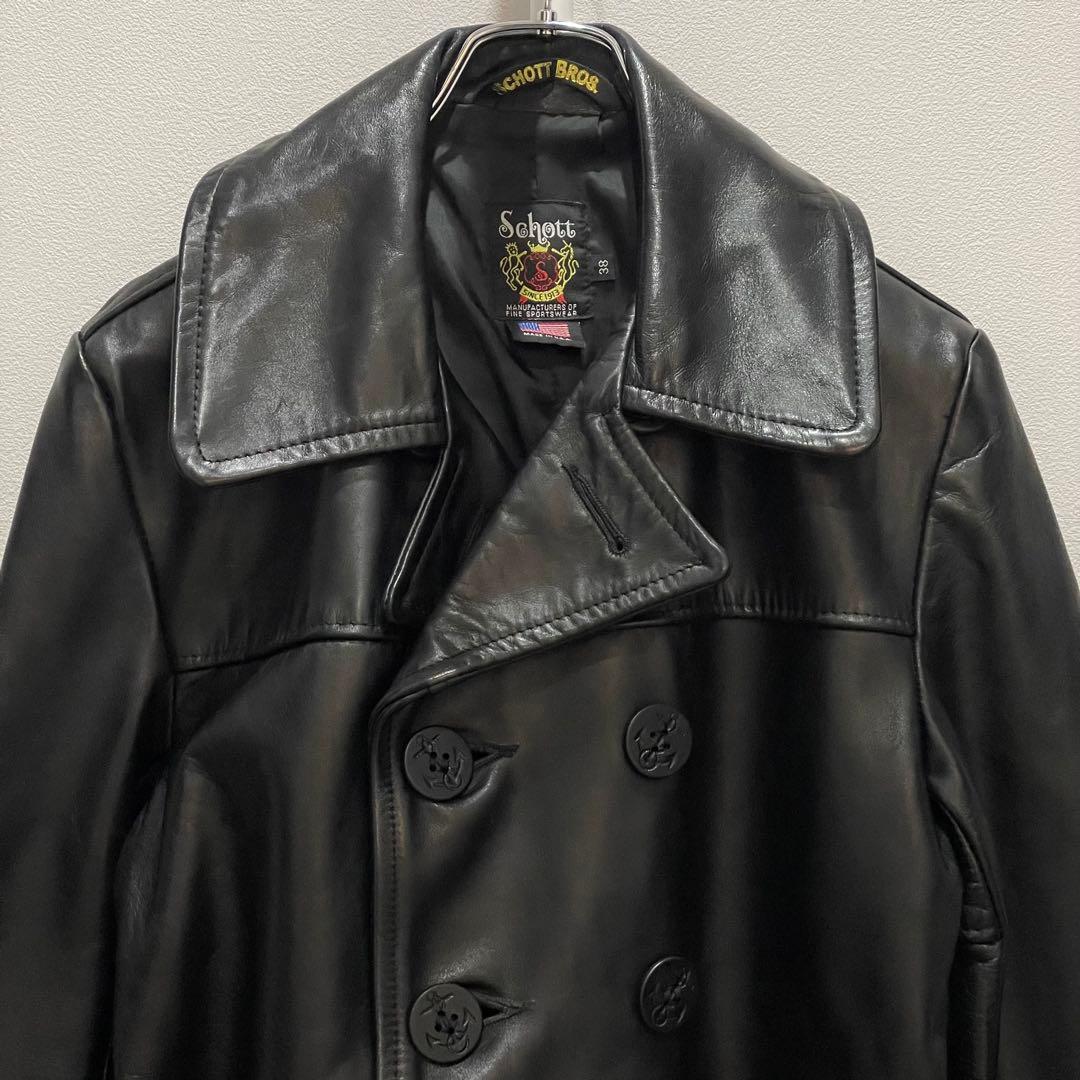 SCHOTT カーコート　レザーPコート　カウハイド　USA製　サイズ38