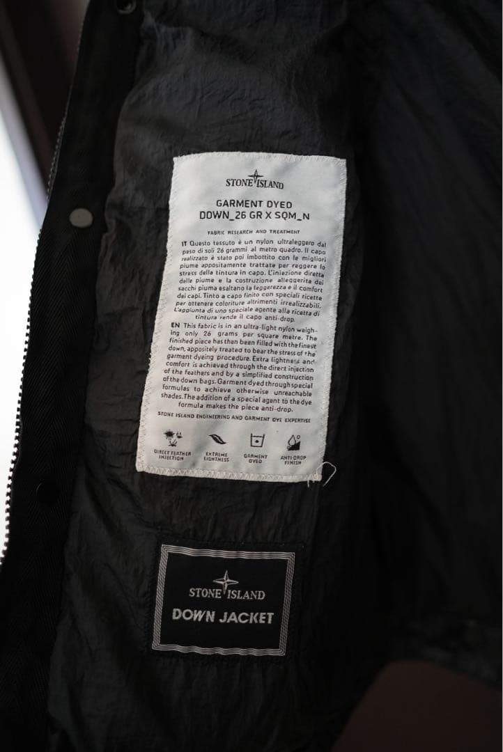STONE  GARMENT DYED DOWN VEST 黒 L