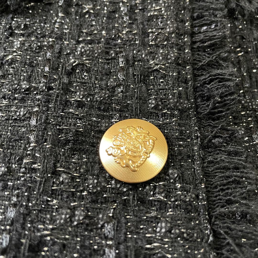 yasu♡ ジャスグリッティー 黒 ラメ ツイード ジレ 金ボタン 1 S