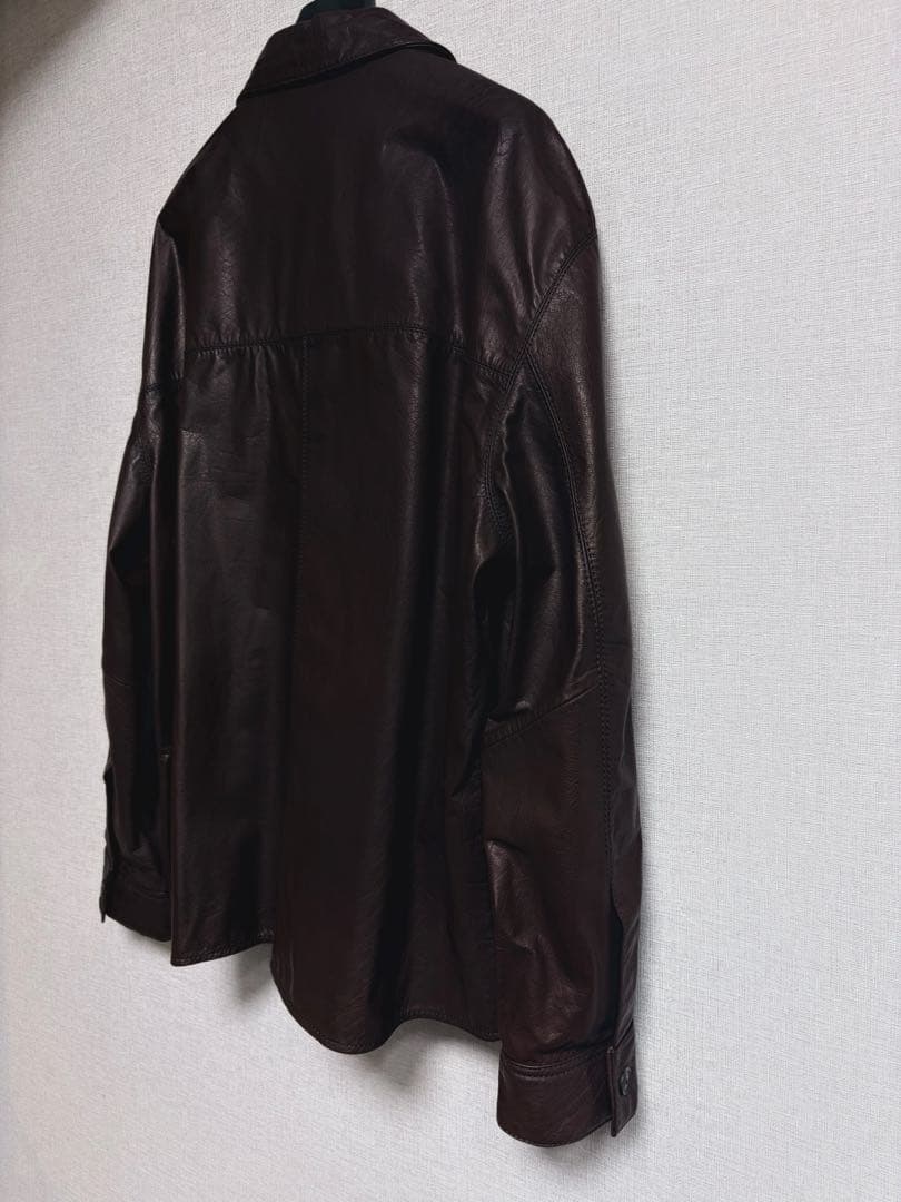 【新品未使用】定価3.8万円 ZARA リアルレザー オーバーシャツジャケット