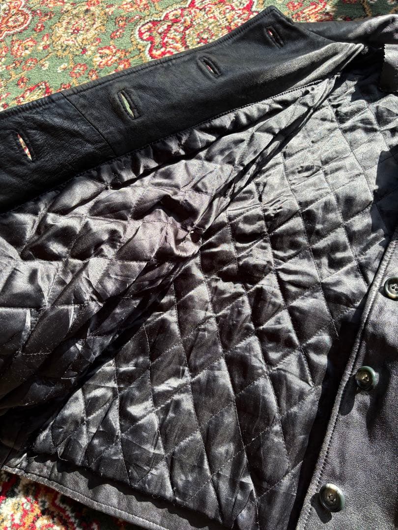 90s real leather car coat レザージャケット ブラック