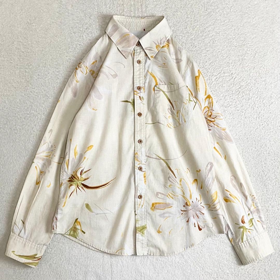 PAL'LAS PALACE パラスパレス　花柄長袖シャツ　3 ベージュ　水彩画