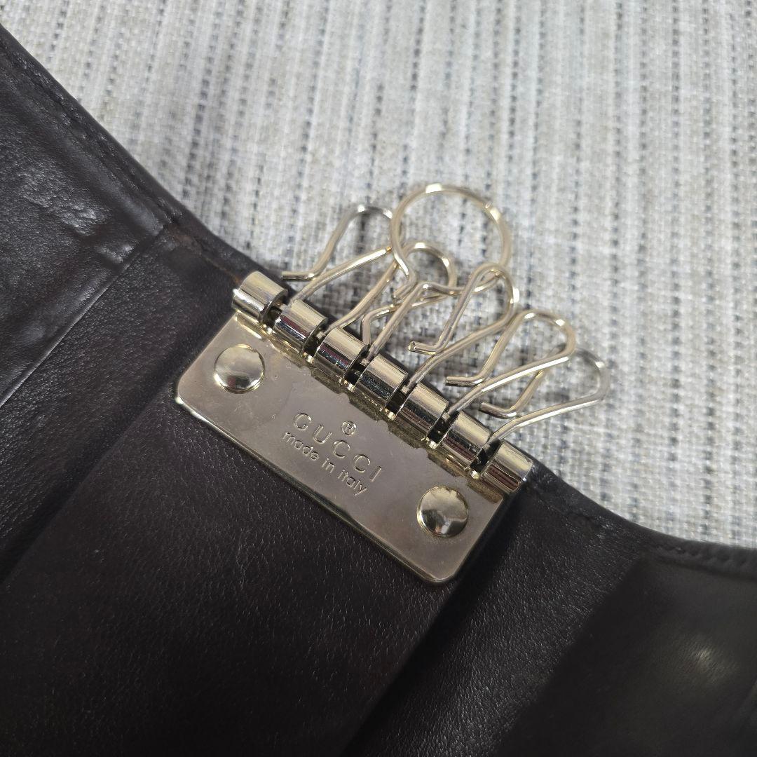 極美品　GUCCI　グッチ　6連　キーケース　グッチシマ　シマライン　レザー