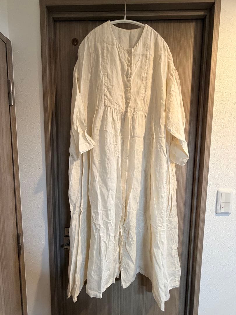 ネストローブ nest Robe リネンフロント オープンギャザーワンピース