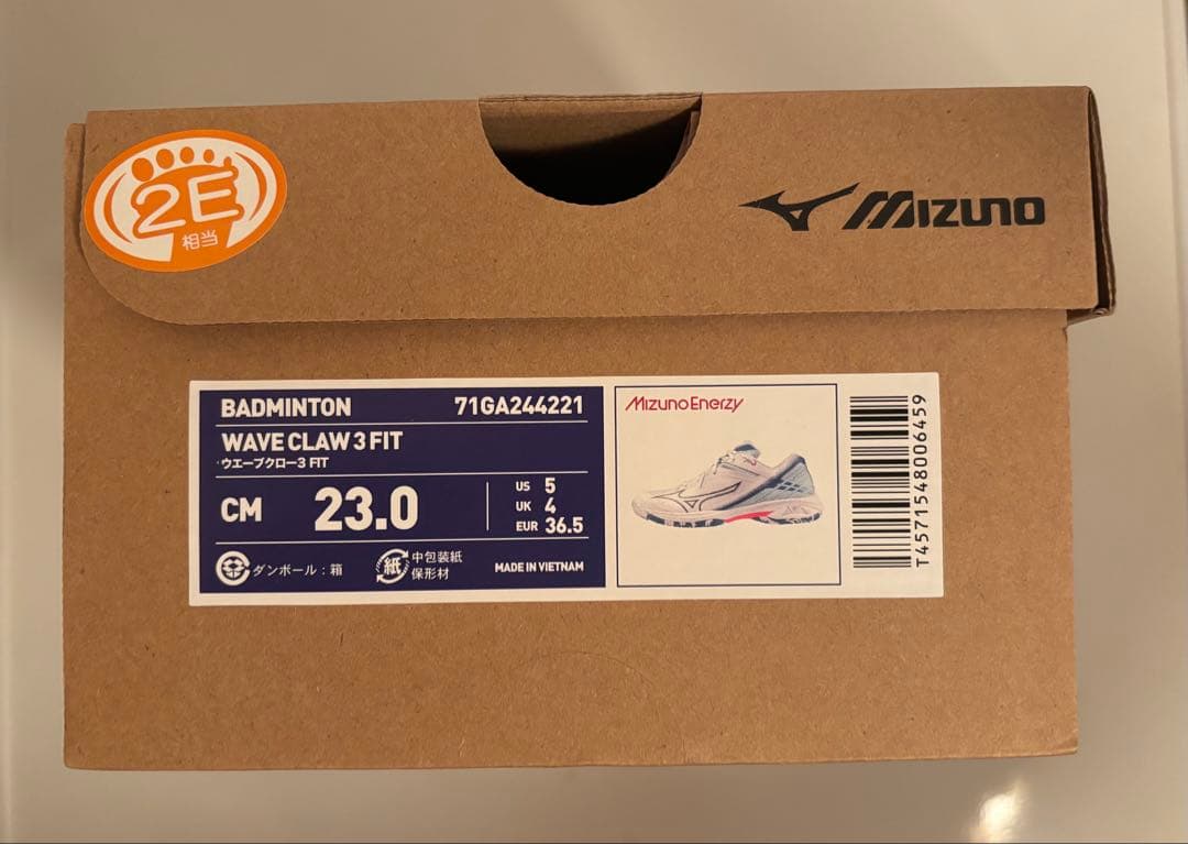 ミズノ　ジュニア　バドミントン　23.0cm 2E　ウエーブクロー3FIT