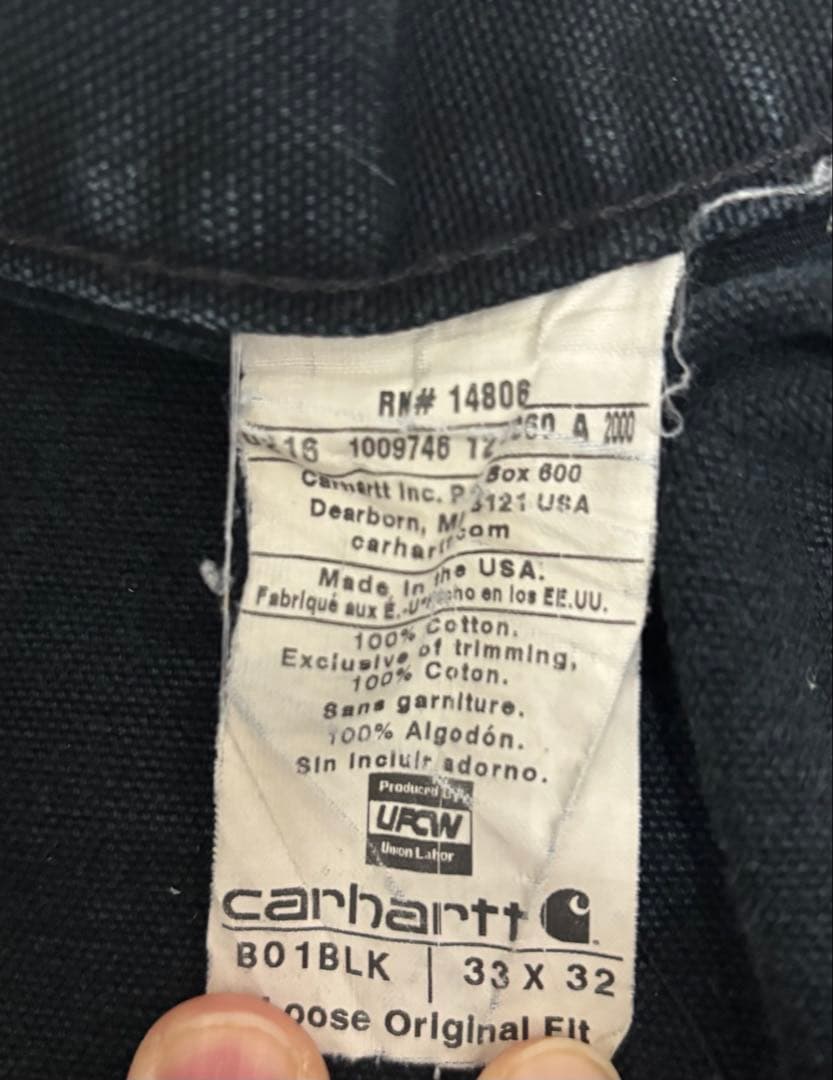 Carhartt ダブルニー 33x32 ブラック USA製