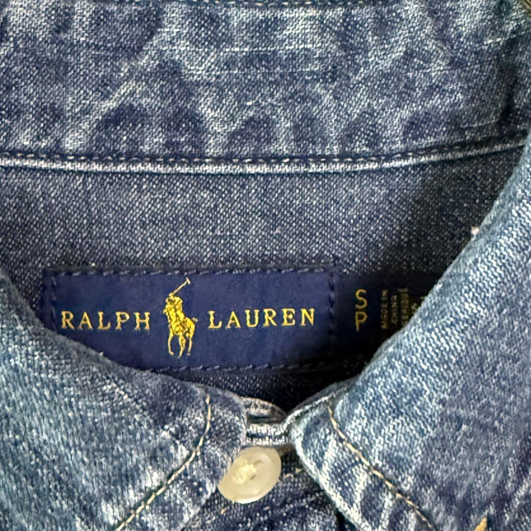 ラルフローレン デニムシャツワンピース ホースロゴ刺繍 インディゴ 美品 SP