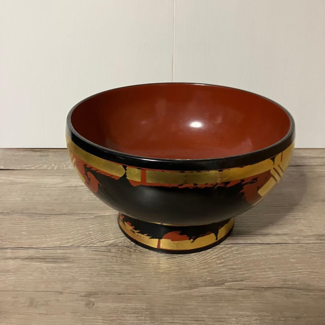 D-4 【和モダン】秀衡塗り 漆器 どんぶり 鉢 金箔 朱塗り 盛り鉢 丼
