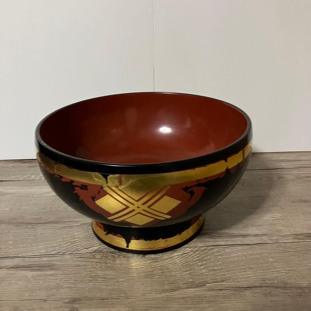 D-4 【和モダン】秀衡塗り 漆器 どんぶり 鉢 金箔 朱塗り 盛り鉢 丼