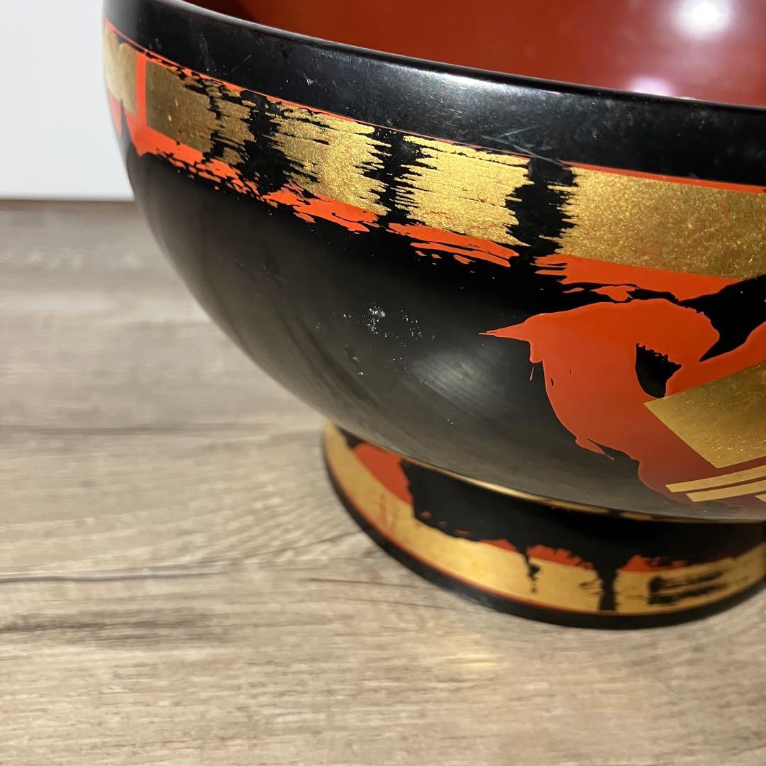 D-4 【和モダン】秀衡塗り 漆器 どんぶり 鉢 金箔 朱塗り 盛り鉢 丼
