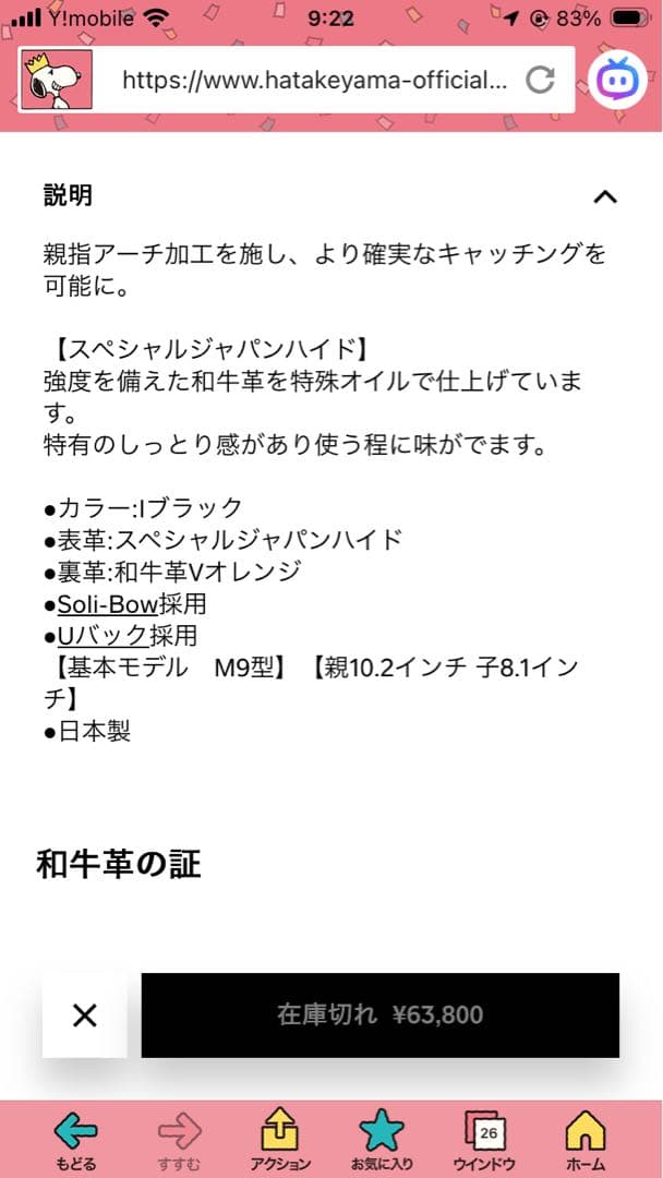 t*a様 ハタケヤマ　硬式大人用キャッチャーミット(40ＴH記念モデル)