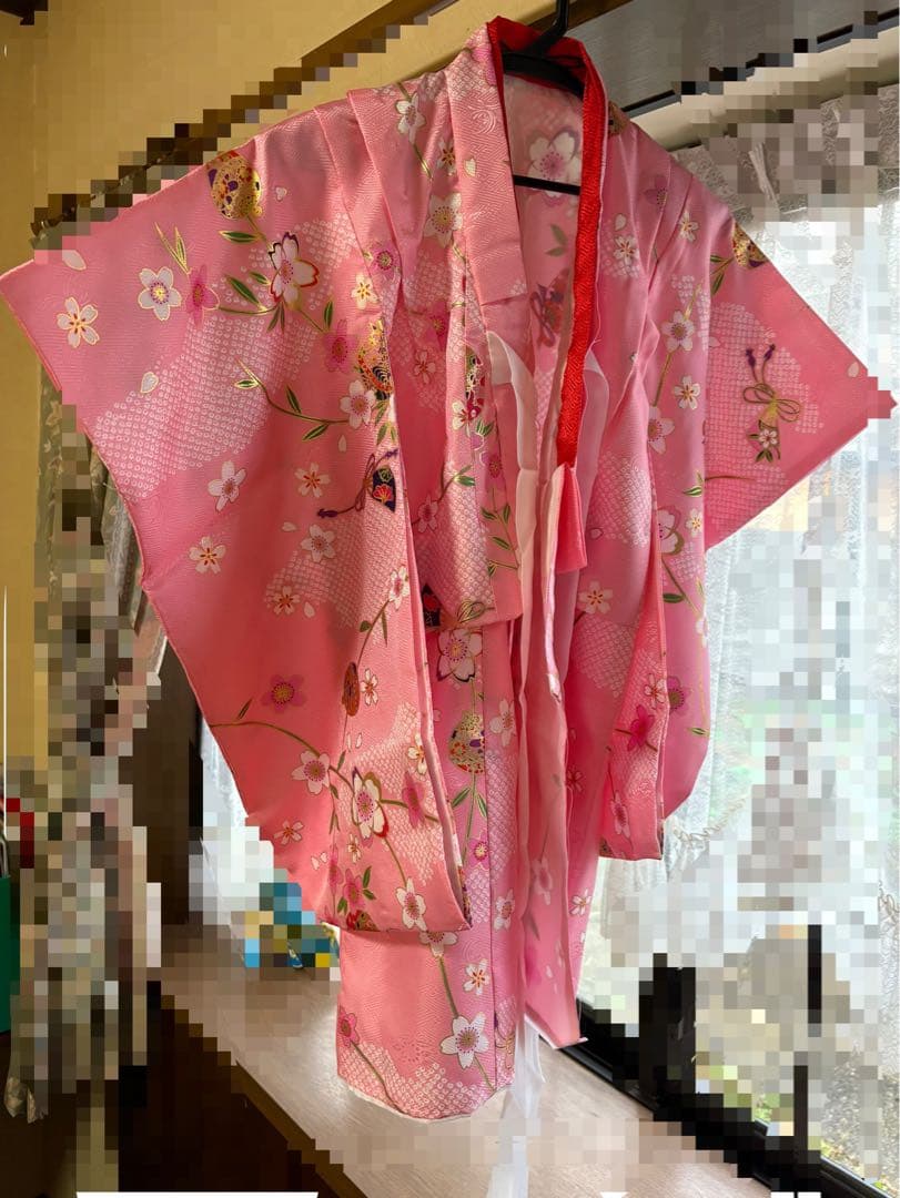 七五三着物　3歳　フルセット　鞠　花柄　ピンク　白