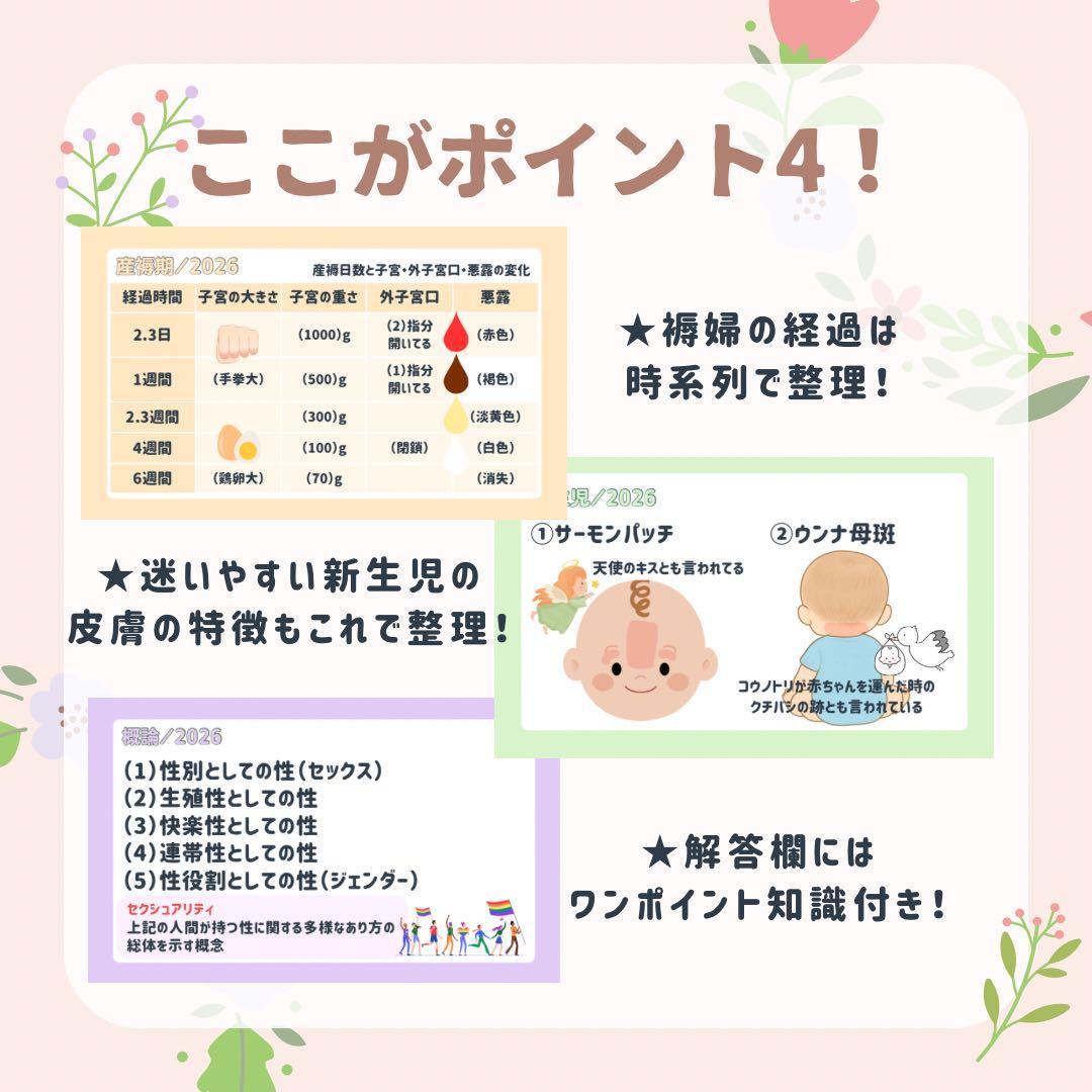 最新2026年｜助産師学校過去問｜基礎問題713問236枚｜対策カード｜単語帳