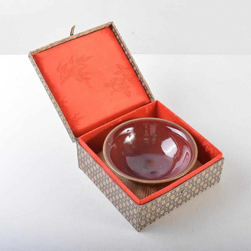 中国　辰砂茶碗　鉢　箱付　C　R5882