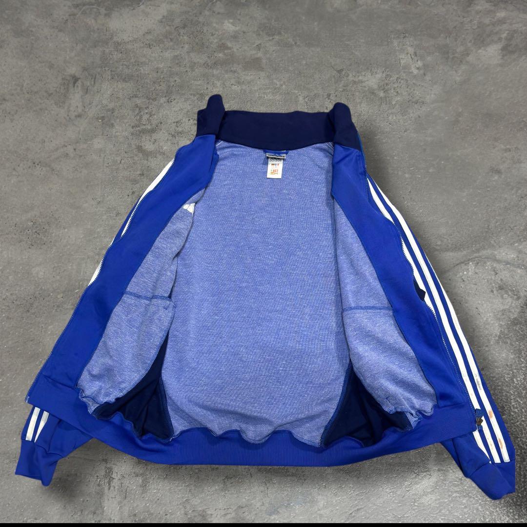 希少 90s アディダス トラックジャケット ドイツ 企業物 青 L ユーロ古着