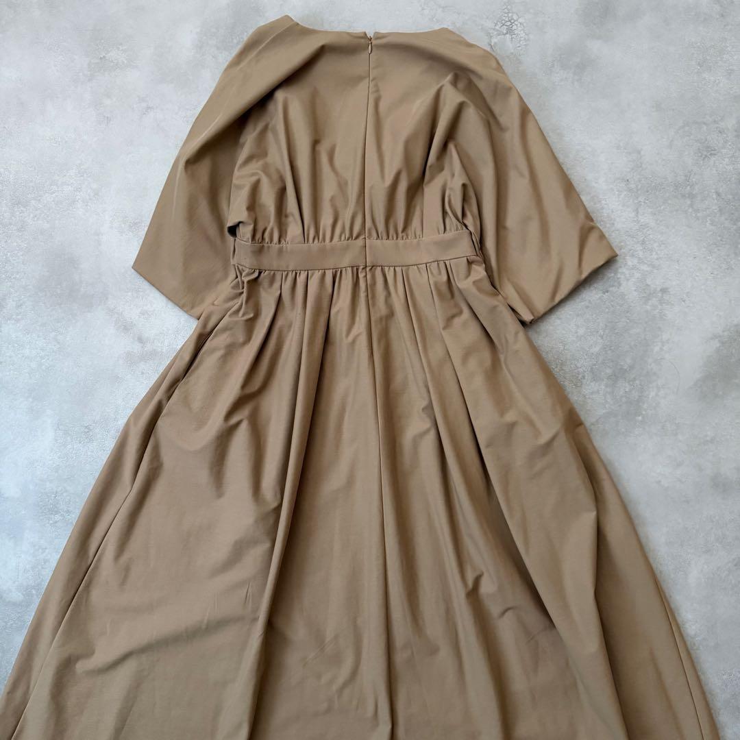 美品　ebure コットン カシュクール フレアワンピース ベージュ 38