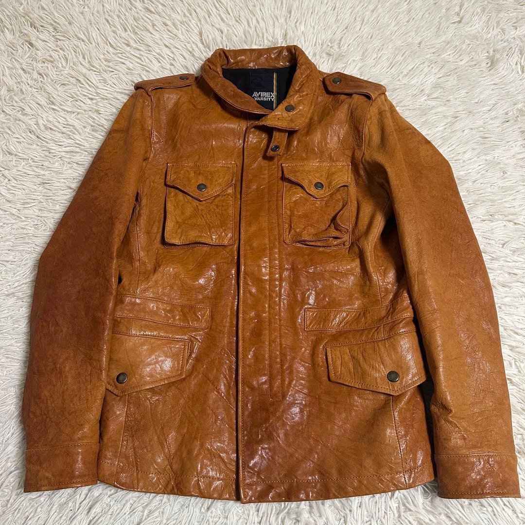 【AVIREX】アヴィレックス M65 ラムスキン レザージャケット S
