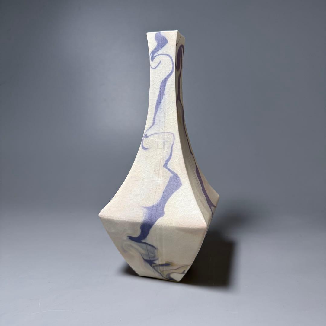 瀬津純司　「彩墨流花器」　共箱　新進気鋭　京都　陶芸作家　setsu junji
