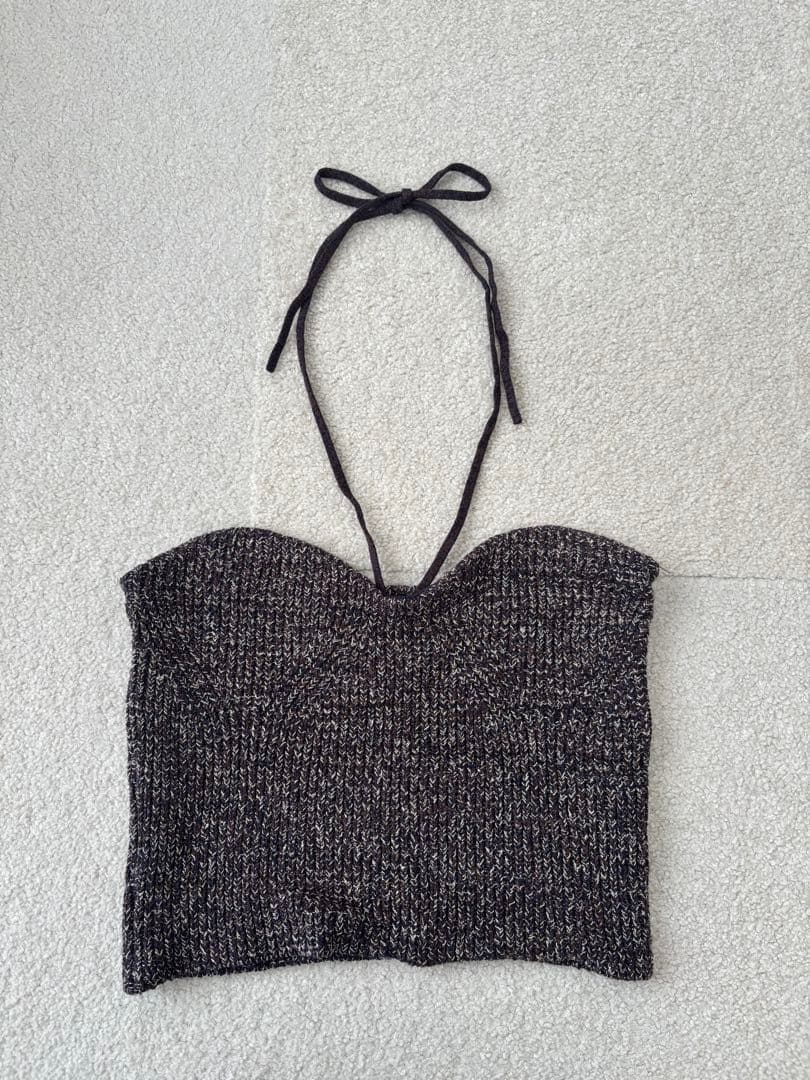 トップス CLANE HEATHER COTTON KNIT TUBE TOP
