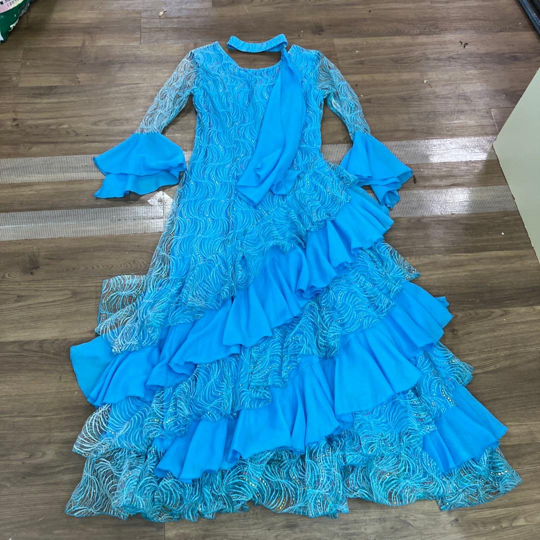 3.4 prima boutique 社交ダンス ドレス スカイブルー フリル