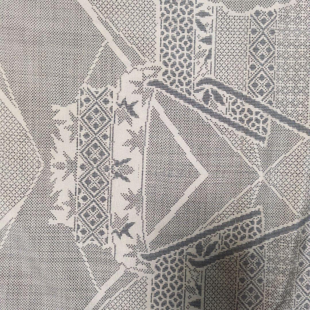 121　白系　ワンピース＋リボンベルト＋スカーフ　着物リメイク　大島紬
