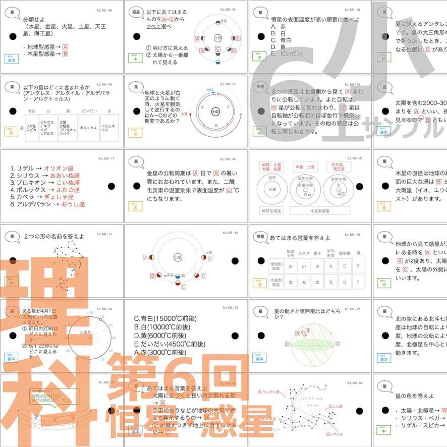 中学受験 暗記カード【6年上 社会・理科 6-8回】予習シリーズ 組分け