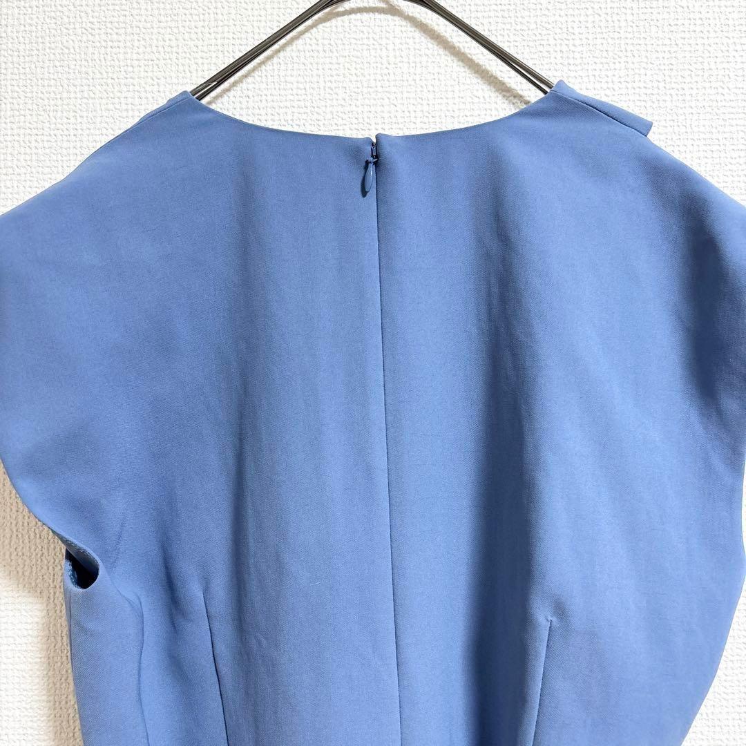 b362 ピンキー&ダイアン　上品Vネッククロスワンピース　金ベルト　フレンチ袖