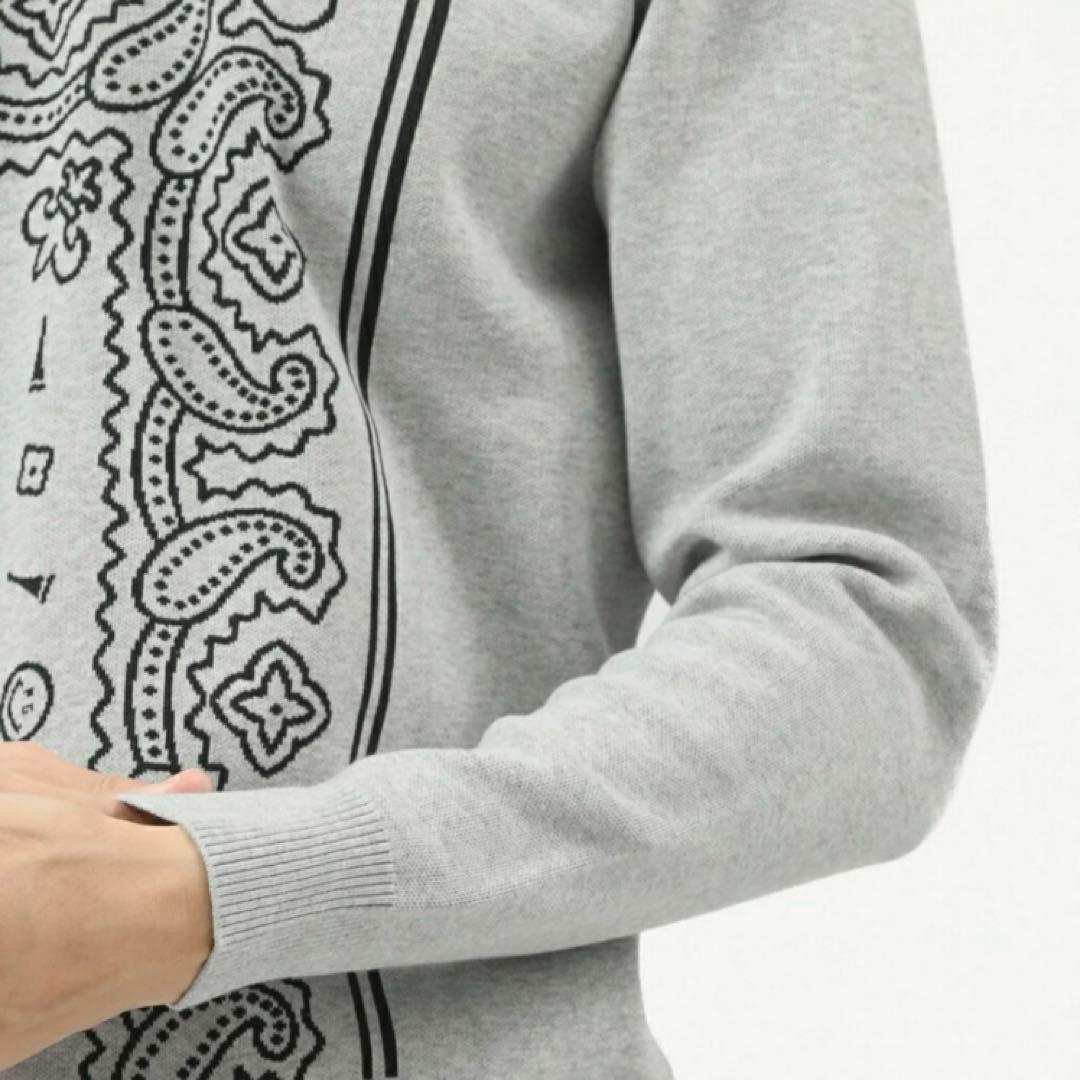【美品】PEARLY GATES クルーネックニットプルオーバー　ライトグレー