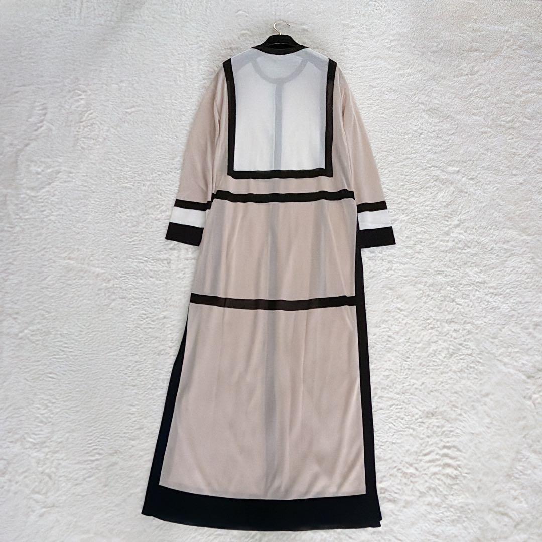 【アドーア】シアー パイピング ロングシャワンピース カーディガン モンドリアン