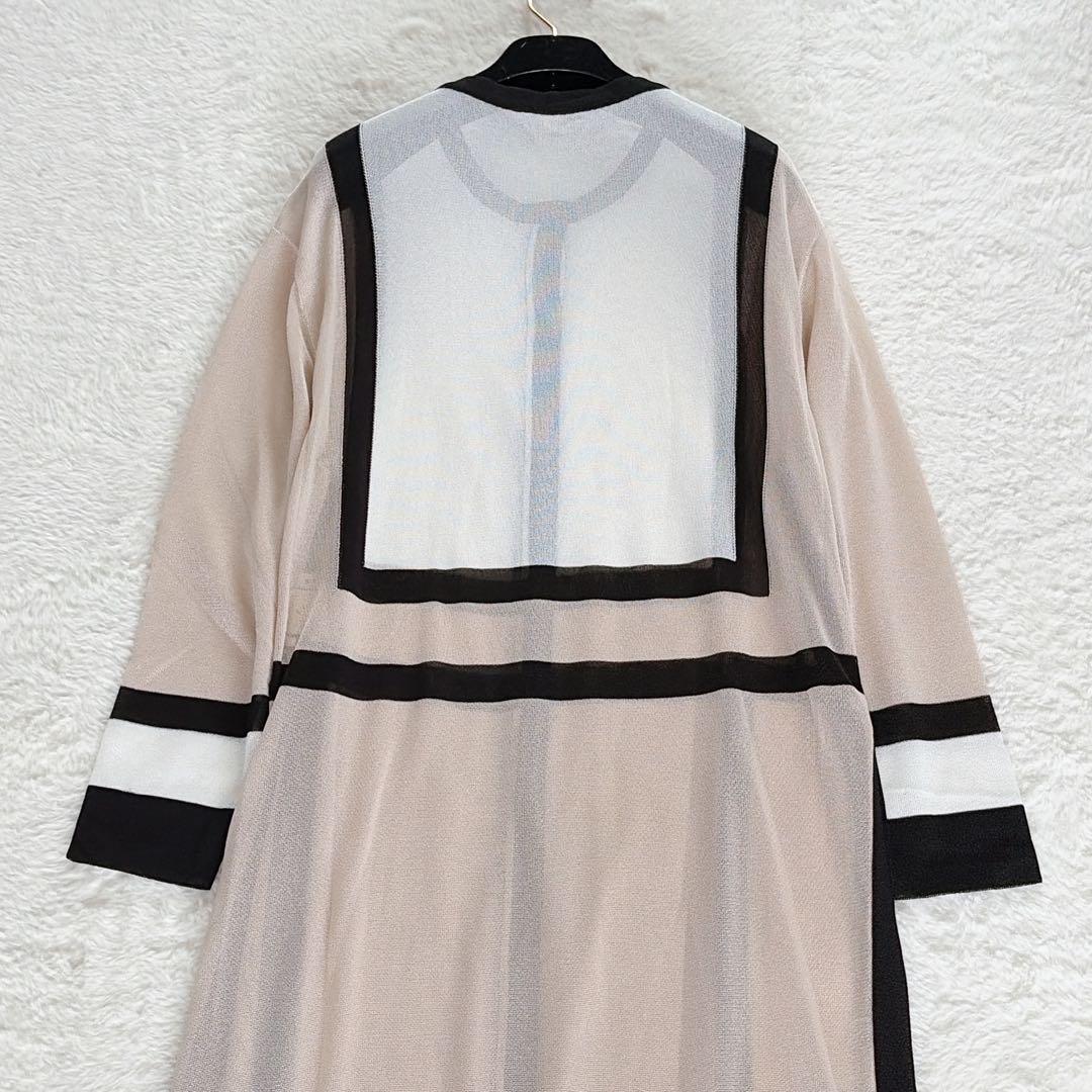 【アドーア】シアー パイピング ロングシャワンピース カーディガン モンドリアン