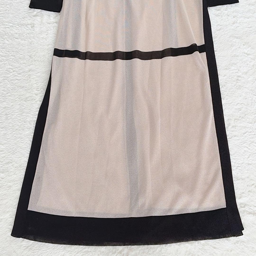 【アドーア】シアー パイピング ロングシャワンピース カーディガン モンドリアン
