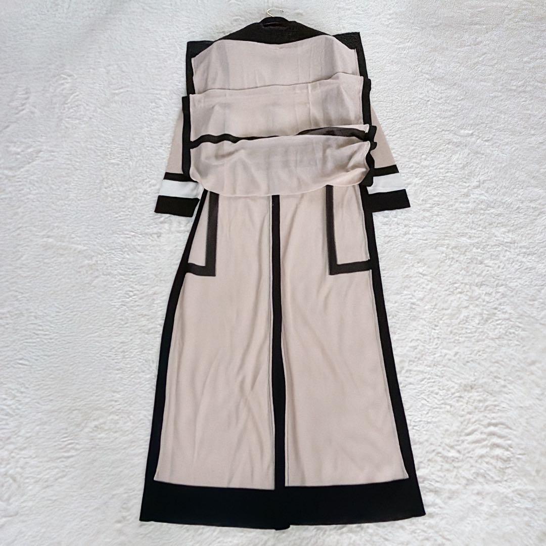 【アドーア】シアー パイピング ロングシャワンピース カーディガン モンドリアン