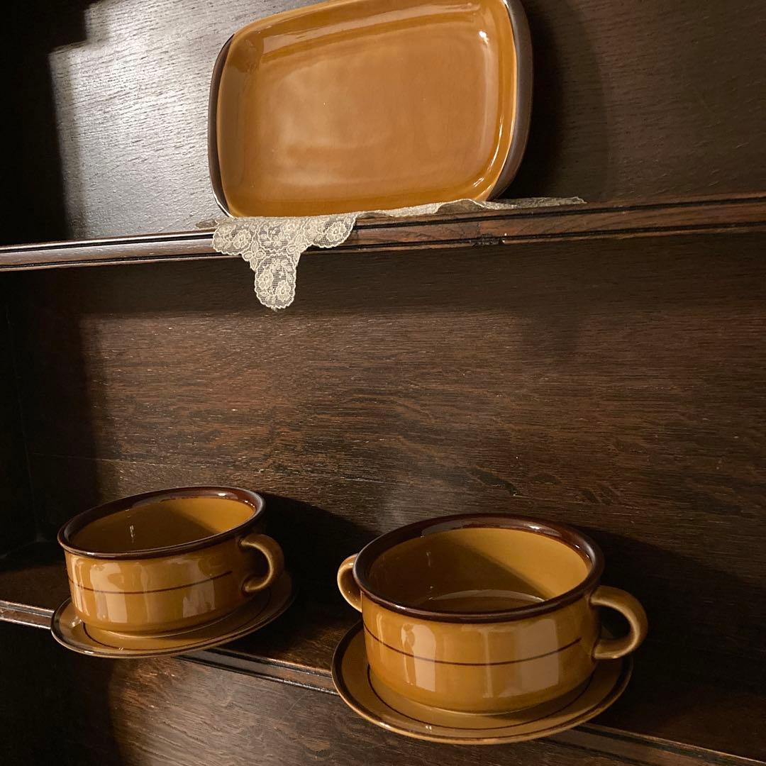 ノリタケ　STONEWARE 飴色　シチューセット　カップ&ソーサー　プレート