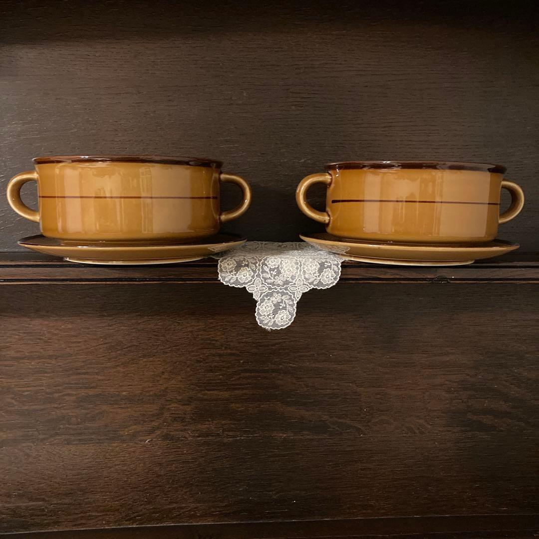 ノリタケ　STONEWARE 飴色　シチューセット　カップ&ソーサー　プレート