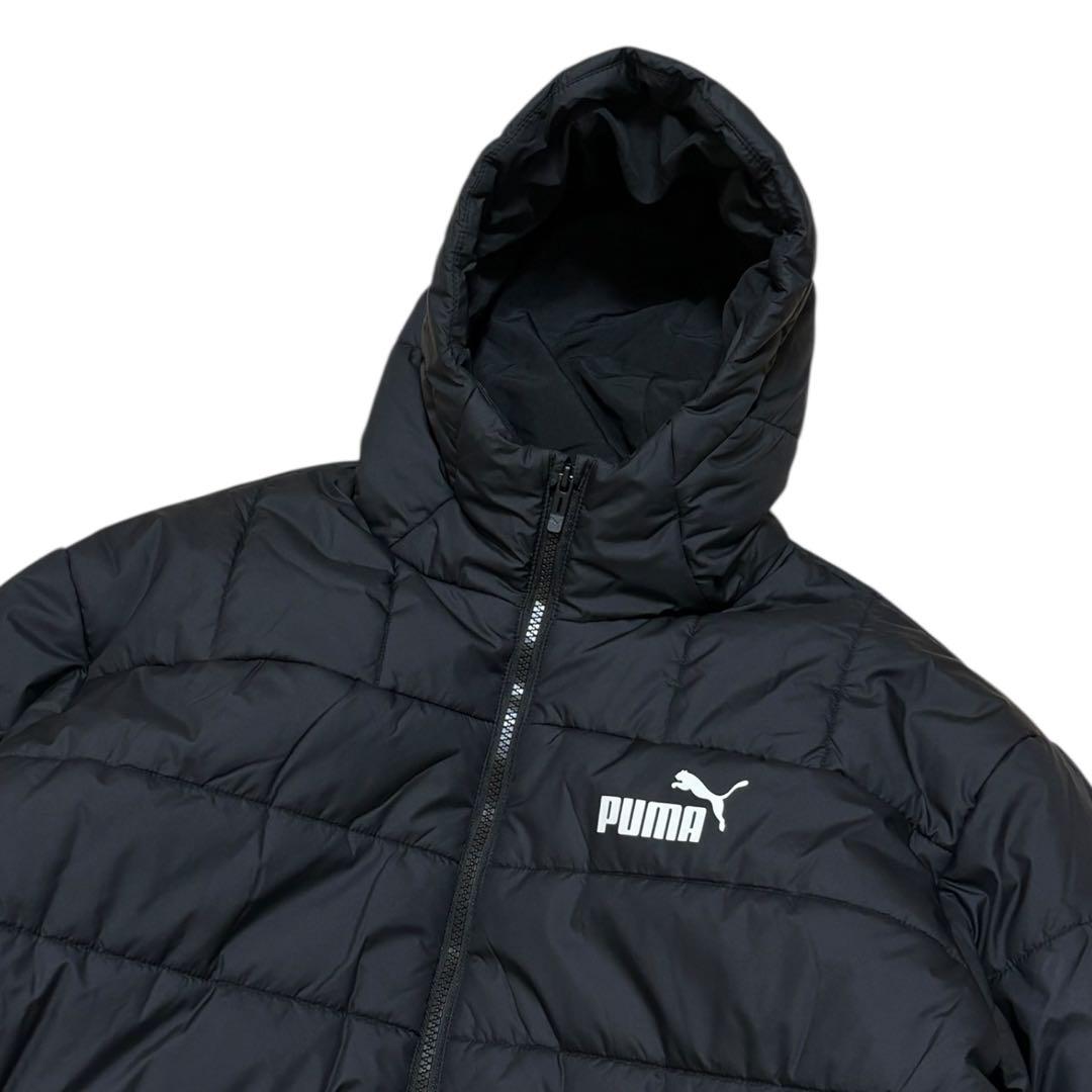美品 PUMA パデッドロングコート 撥水防寒 黒 M 羽織 CELL フード付
