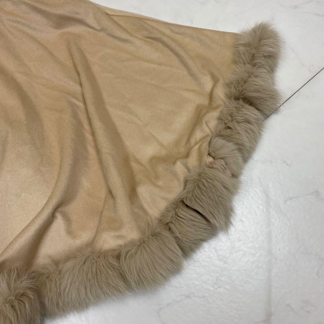 タグ付き新品★SAGA FURS ポンチョ カシミヤ ブルーフォックス M~L