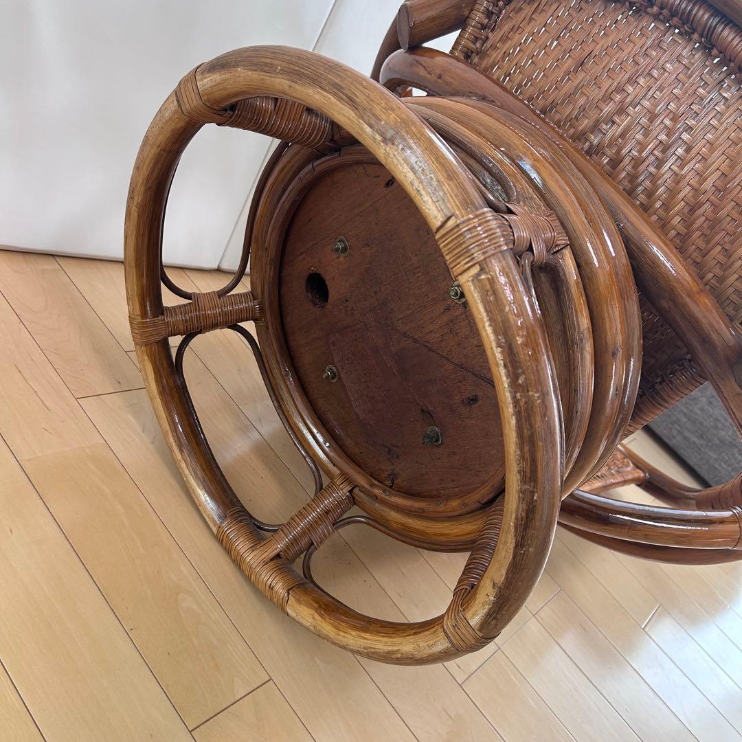 籐　ラタン　360度回転　アームチェア　回転座椅子　ハイバックアジアン家具