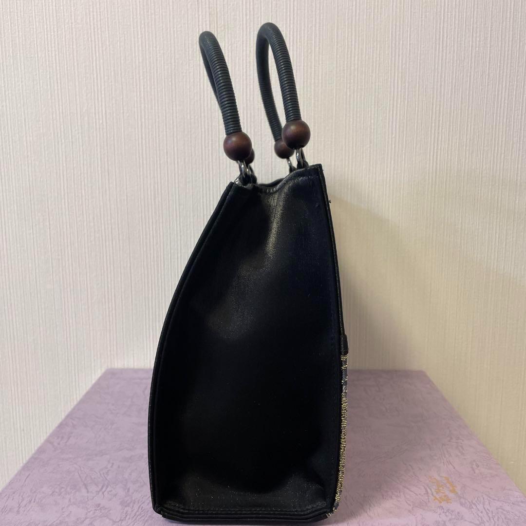 【新品・未使用】和装 バッグ　着物バッグ　市松　黒×織　和装鞄　カバン