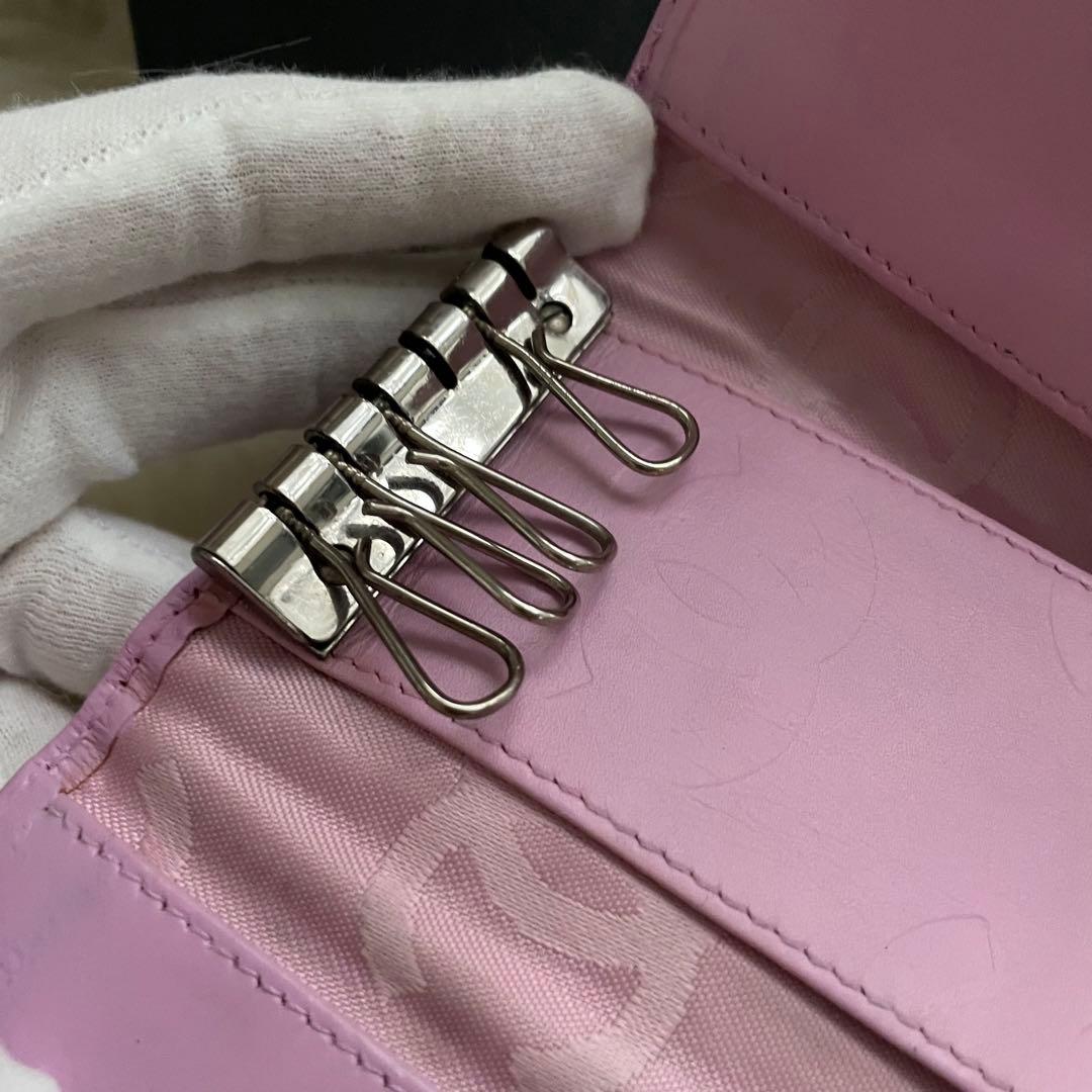シャネル CHANEL キーケース カードケース カンボンライン 黒 ピンク