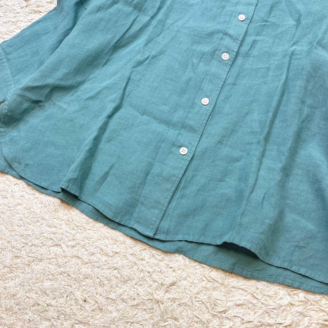 極美品 23区 LIBECO ベーシック シャツ リネン 大きいサイズ 50 緑